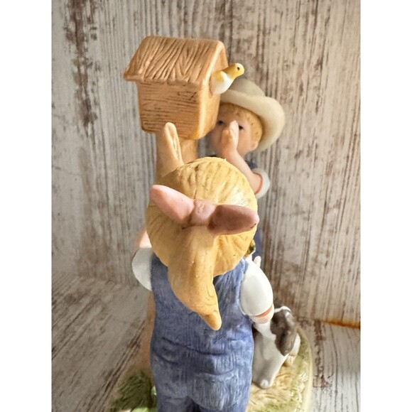 Home Interiors Denim Days 1985 #8888 Boy, Girl, Dog, Birds, Bird House summer - Picture 5 of 16